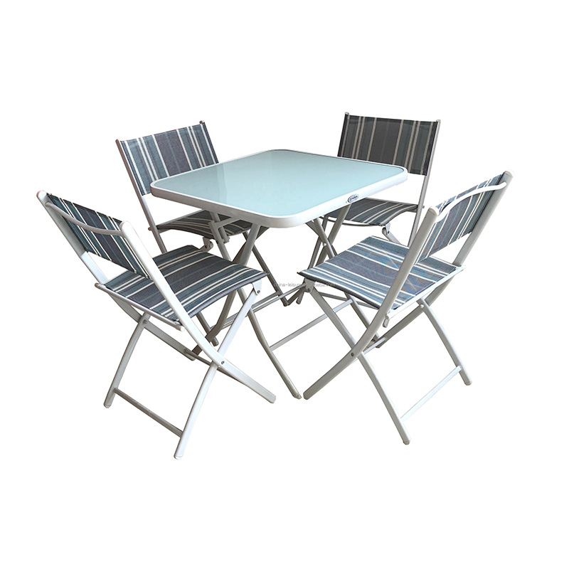 5 Piece Garden Furniture Set Outdoor Patio foldable Garden Set 4 Seats Square Table