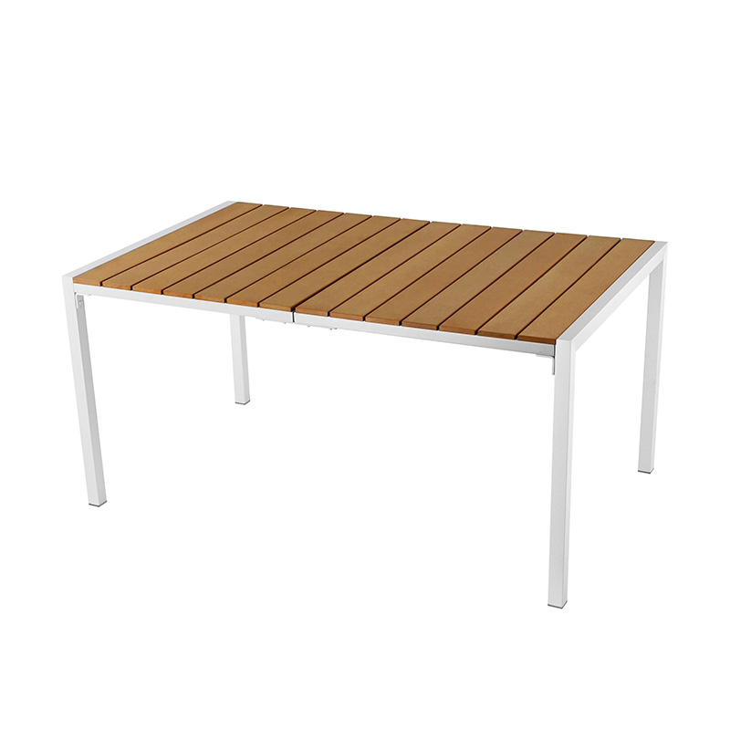 Outdoor Garden Steel Metal Dining Rectangular WPC Plastic Wood Patio Picnic Table