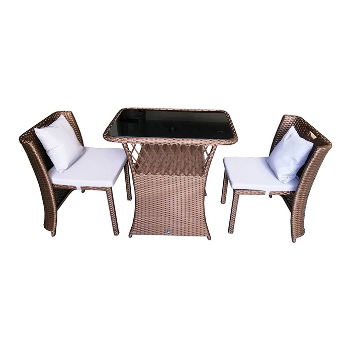 3 Piece PE Rattan Wicker Cushion Space Saving Outdoor Balcony Garden Patio Bistro Set
