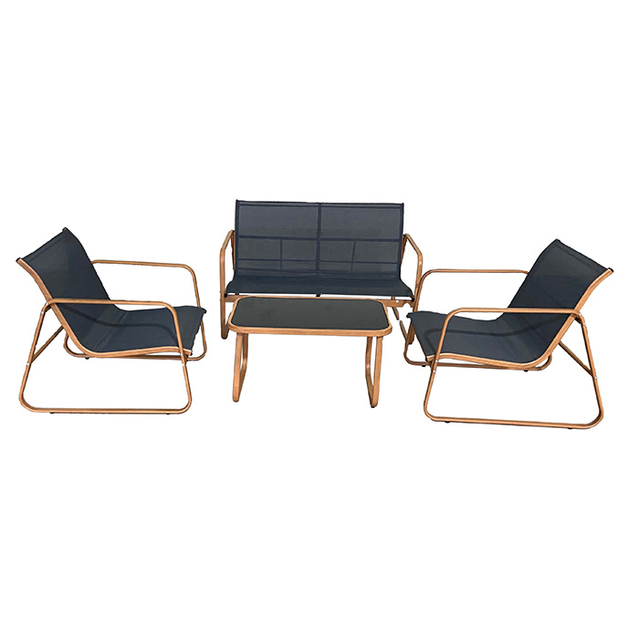 4PCS Metal Outdoor Patio Terrace Furniture Set With 4 Seats,2 KD Single Chairs, 1 KD Double Chair