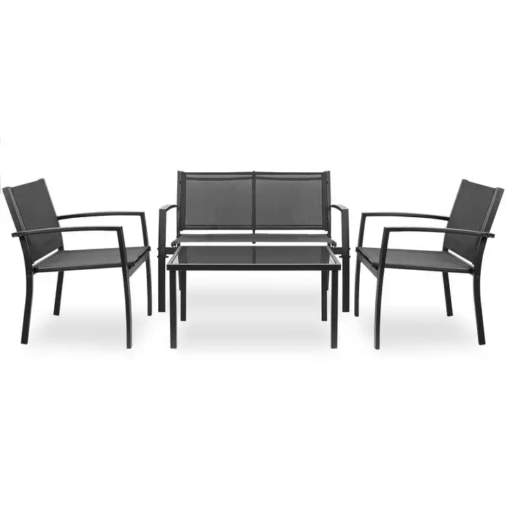 4 Piece KD Outdoor Conversation Backyard Poolside Sofa Terrace Patio Home and Garden Furniture Set