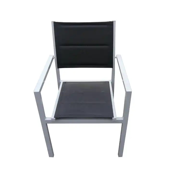Alu Teslin Sling Stacking Aluminum Aluminium Outdoor Patio Dining Chair Garden Chair With Padding