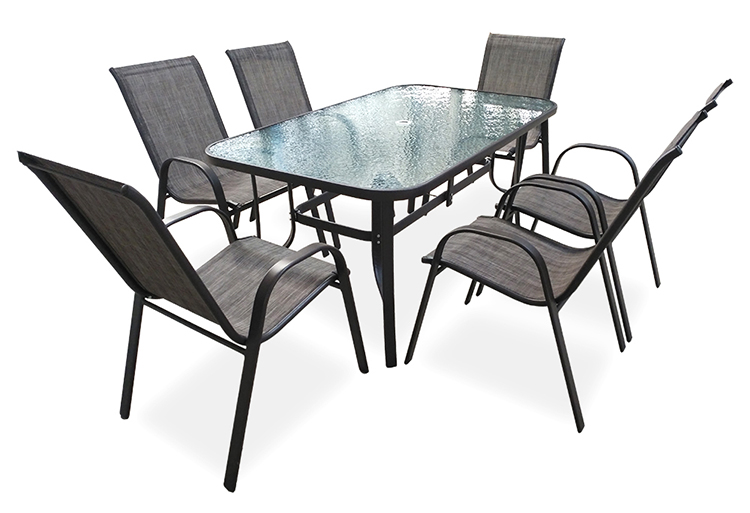 Outdoor Cheap Modern Metal Steel Iron Sling Textilener Teslin Stackable Stacking Arm Terrace Bistro Patio Chairs Garden Chair