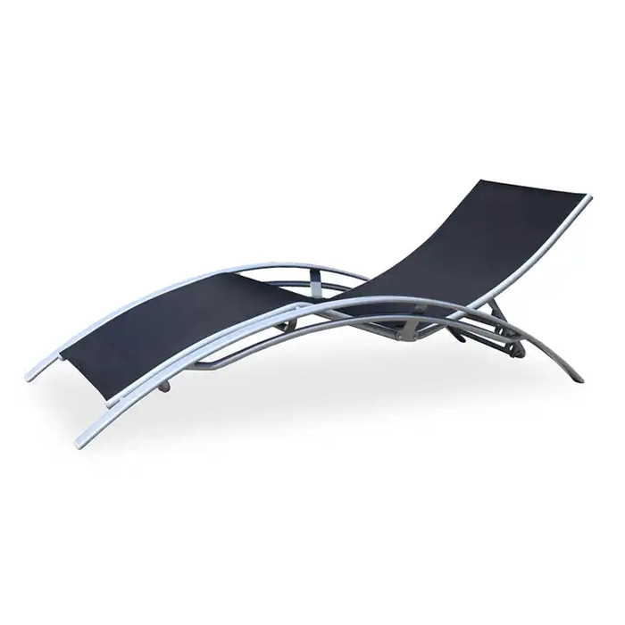 Folding Outdoor Mesh Sling Aluminum Frame Metal Swimming Pool Beach Patio Garden Sun Bed Chaise Lounge Chair