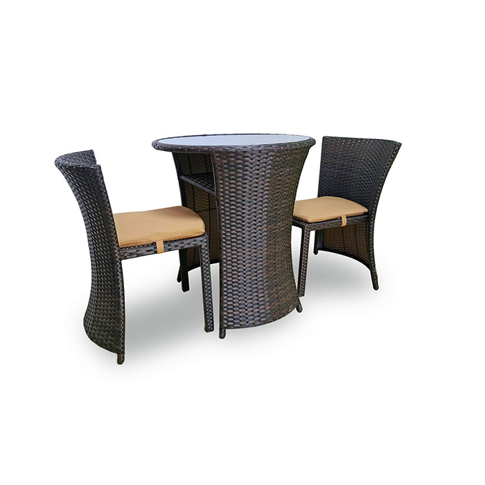 Space Saving 3 Piece PE Poly Rattan Ratan Home and Garden Furniture Outdoor Balcony Garden Patio Bistro Set