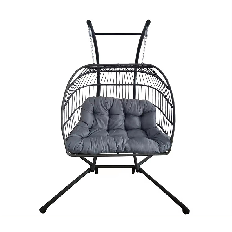 Luxury Outdoor Indoor Garden Patio Hotel Foldable Metal Steel Frame Rattan Swing Chair Egg Hanging Chair With Stand